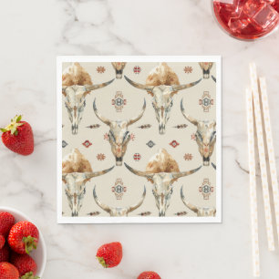 Servilleta De Papel Nacimiento de las plumas nativas tribales de crema