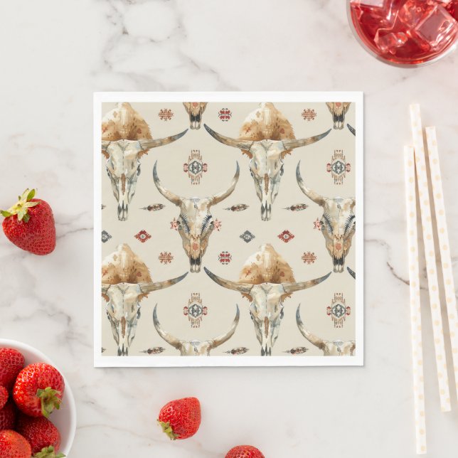 Servilleta De Papel Nacimiento de las plumas nativas tribales de crema (In situ)