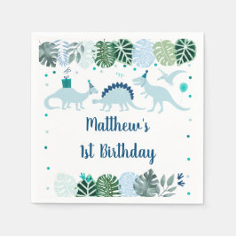 Servilleta De Papel Nacimiento de Safari de Dinosaurio Azul