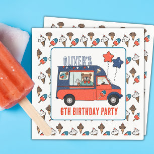 Servilleta De Papel Nacimiento del Fiesta de Camión de Helado Rojo Bla
