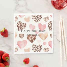 Servilleta De Papel Nacimiento del leopardo marrón crema rosa