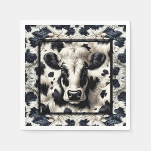 Servilleta De Papel Nacimiento del Piel de vaca de Furry Spots Black &
