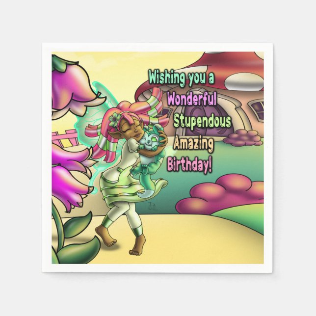 Servilleta De Papel Nacimiento encantador de hadas negras (Anverso)