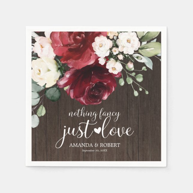 Servilleta De Papel Nada Fancy Ama Sólo La Floral De Madera Rústica (Anverso)