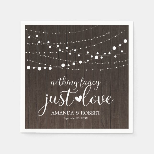 Servilleta De Papel Nada Fancy Rustic String Lights Boda (Anverso)