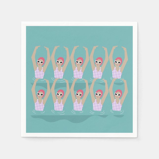 Servilleta De Papel Nadadores artísticos | Ilustracion artístico de na (Anverso)