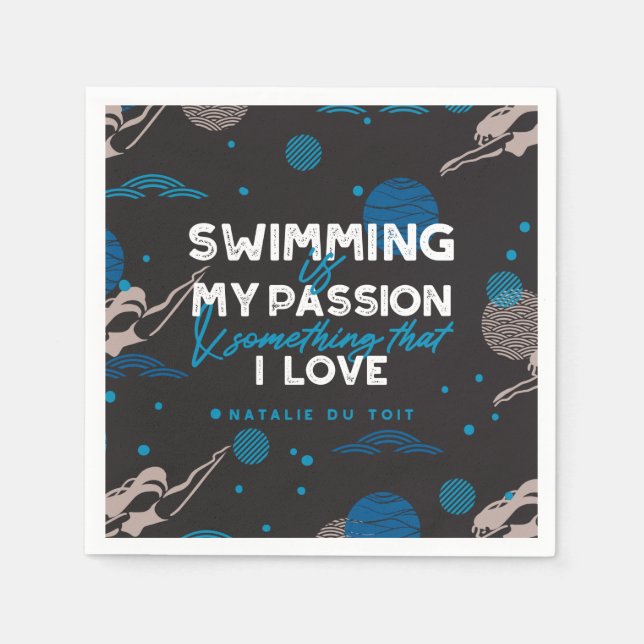 Servilleta De Papel Nadar es mi pasión y algo que amo (Anverso)