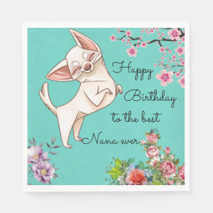 Servilleta De Papel Nana Cumpleaños Chihuahua Papel servilletas