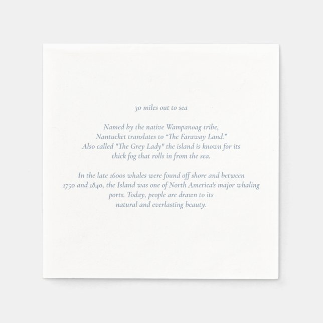 Servilleta De Papel Nantucket a 30 millas de distancia de las serville (Anverso)