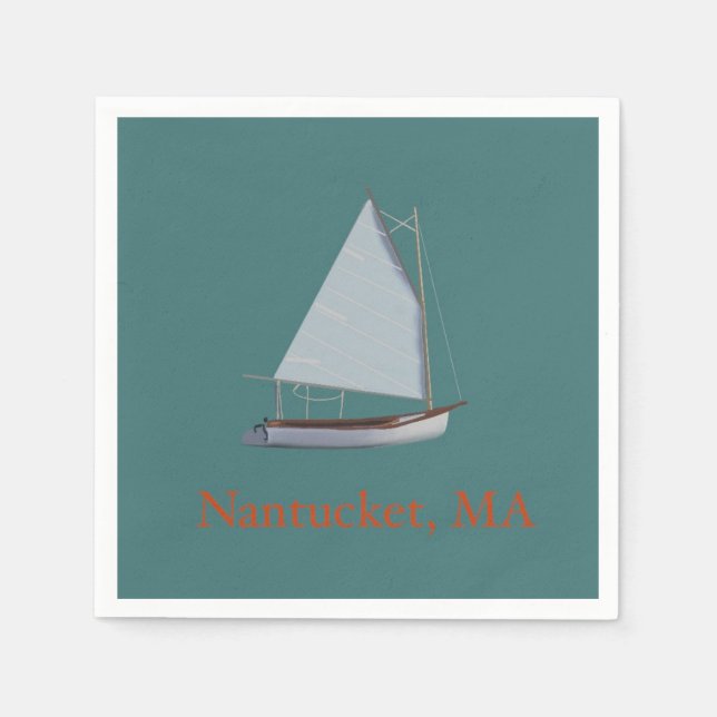 Servilleta De Papel Nantucket Cat Boat. Calabazas de cócteles en barco (Anverso)