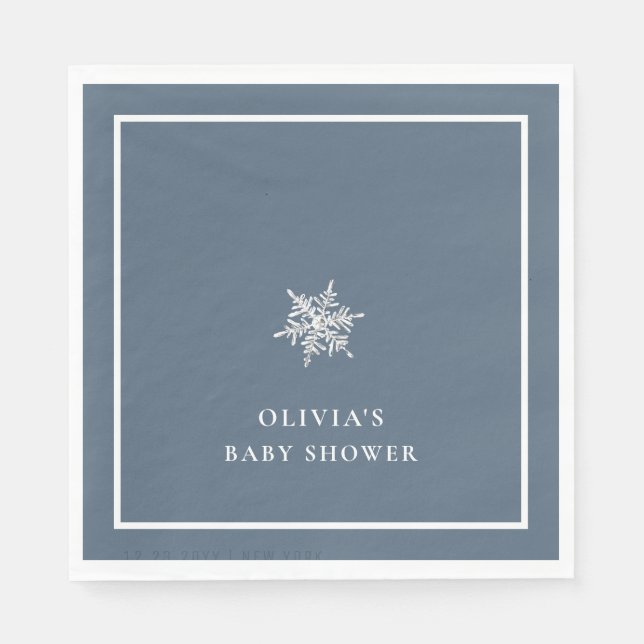 Servilleta De Papel Nany Blue Modern Snowflake Baby Shower (Anverso)