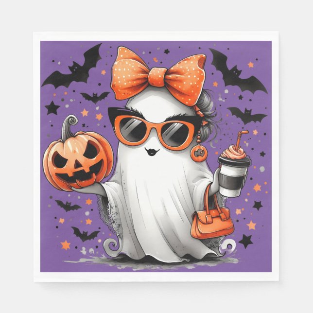 Servilleta De Papel Napikins, el partido chica Ghost Halloween (Anverso)