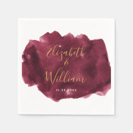 Servilleta De Papel Napk, Boda elegante de color Borgoña y Oro