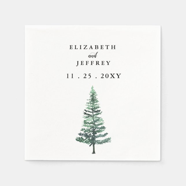 Servilleta De Papel Napk De Boda De Invierno Rústica Pine Forest (Anverso)
