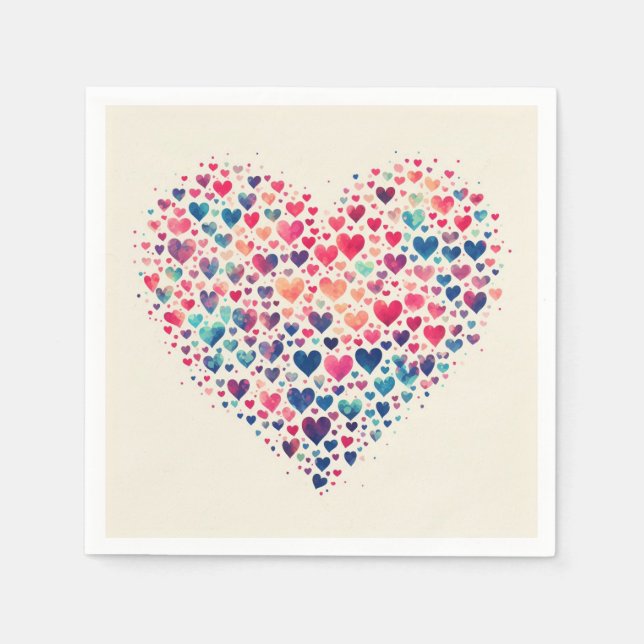 Servilleta De Papel Napkin acuático para El día de San Valentín (Anverso)
