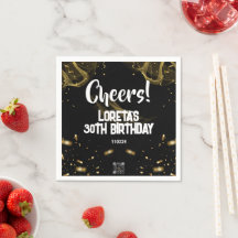 Napkin Adulto Sorpresa Cumpleaños Napkin Negro