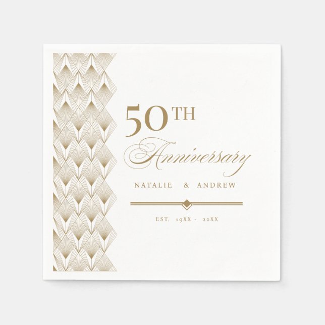 Servilleta De Papel Napkin Aniversario Personalizado Dorado (Anverso)