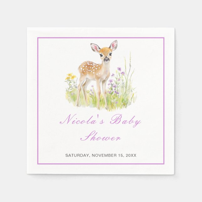 Servilleta De Papel Napkin Baby Shower Spring Deer (Anverso)