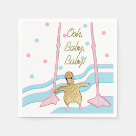 Servilleta De Papel Napkin Baby Shower Standard "Gold Flamingo Baby"