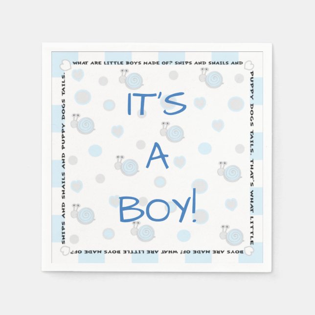 Servilleta De Papel Napkin Baby Shower Standard "Snips & Snails" (Anverso)