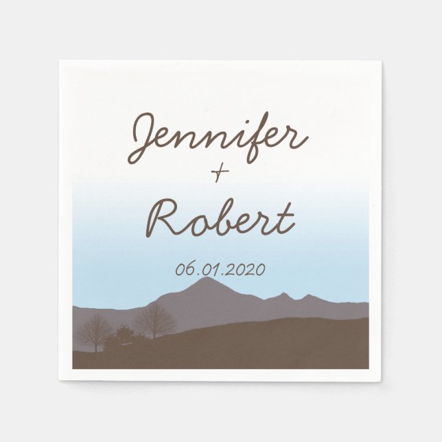 Servilleta De Papel Napkin Boda de acuarela de montaña rusa (Anverso)