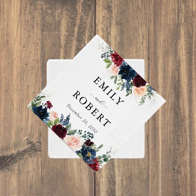 Servilleta De Papel Napkin Boda de Borgoña y Marina (Subido por el creador)