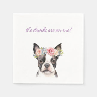 Servilleta De Papel Napkin Boda de Boston Terrier
