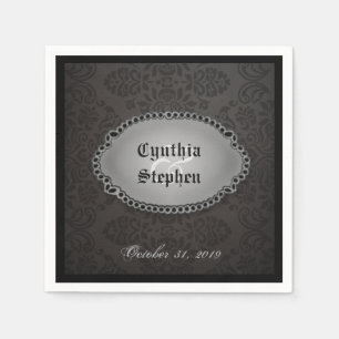 Servilleta De Papel Napkin Boda de citas y nombres góticos negros de H
