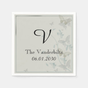 Servilleta De Papel Napkin Boda de la de la medalla de mariposa gris