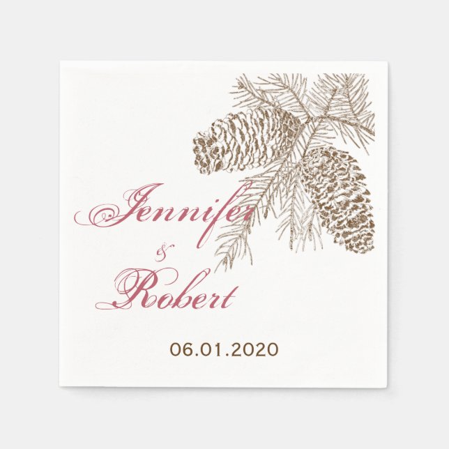 Servilleta De Papel Napkin Boda de la Naturaleza del Cono Pino (Anverso)