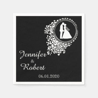 Servilleta De Papel Napkin Boda de la pareja romántica moderna