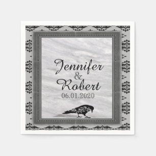 Servilleta De Papel Napkin Boda de marco gótico Raven Negro
