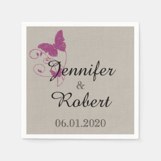 Servilleta De Papel Napkin Boda de mariposa morada