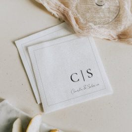Servilleta De Papel Napkin Boda de monograma mínimo y clásico