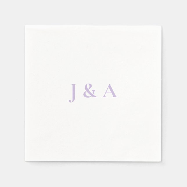 Servilleta De Papel Napkin Boda de Purple Initials (Anverso)