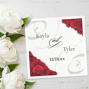 Servilleta De Papel Napkin Boda de Rosas Rojas Swirly