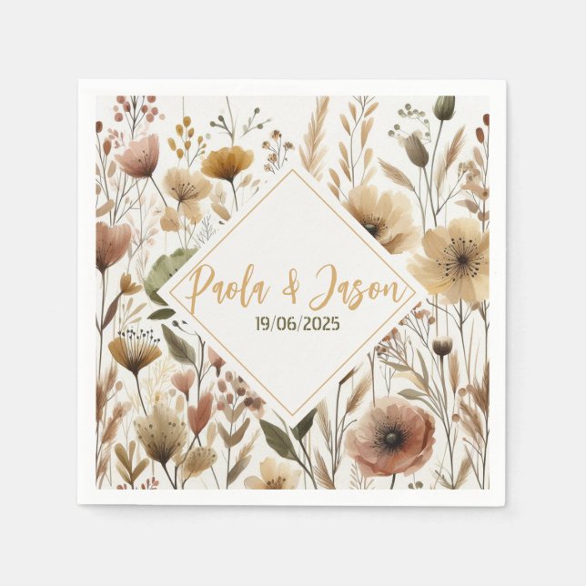 Servilleta De Papel Napkin boda floral (Anverso)
