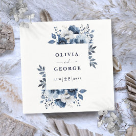 Servilleta De Papel Napkin Boda floral de la Marina Blue Elegant