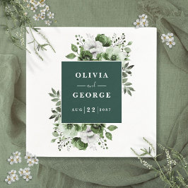 Servilleta De Papel Napkin Boda floral elegante verde esmeralda