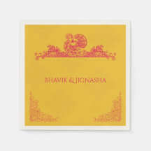 Napkin Boda indio azafrán y pavo real rosado