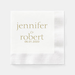 Servilleta De Papel Napkin Boda Metálico Oro Moderno Simple
