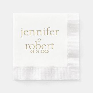 Servilleta De Papel Napkin Boda Metálico Oro Moderno Simple
