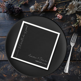 Servilleta De Papel Napkin Boda negro minimalista elegante
