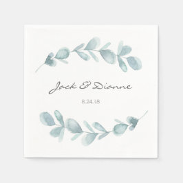 Servilleta De Papel Napkin Boda personalizado azul eucalipto