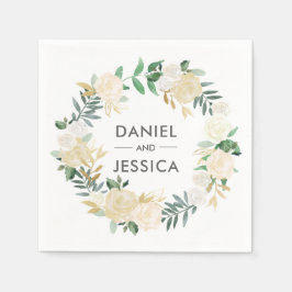 Servilleta De Papel Napkin Boda personalizado | Flores blancas