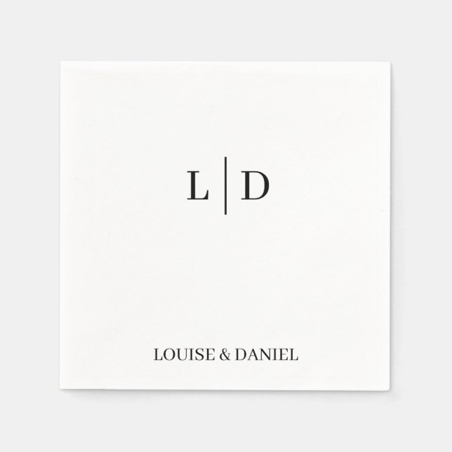 Servilleta De Papel Napkin Boda personalizado mínimo y simple (Anverso)