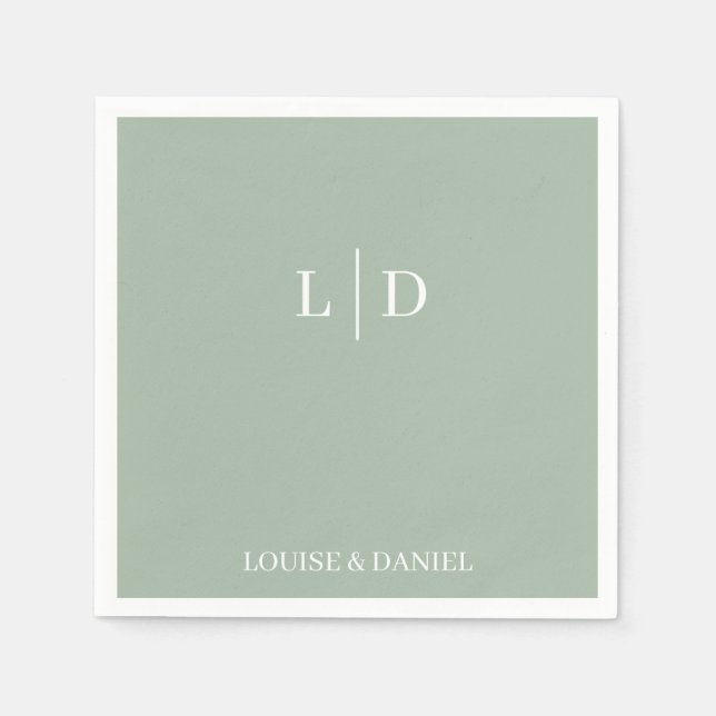 Servilleta De Papel Napkin Boda personalizado mínimo y simple (Anverso)