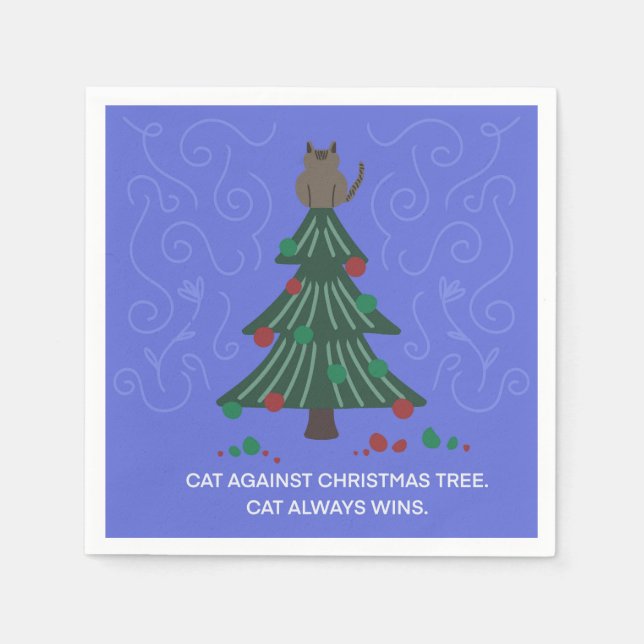 Servilleta De Papel Napkin de árbol de gato y Navidad (Anverso)
