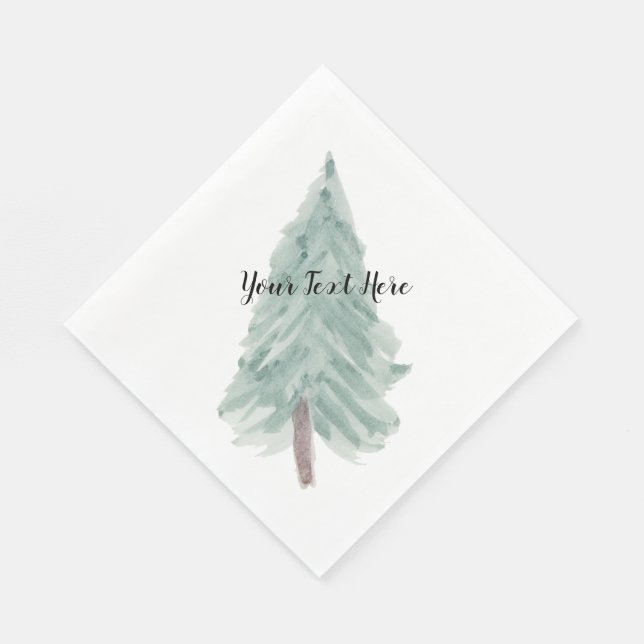 Servilleta De Papel Napkin de árbol de navidad de acuarela personaliza (Esquina)