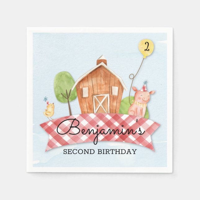 Servilleta De Papel Napkin de Barnyard Birthday Party (Anverso)
